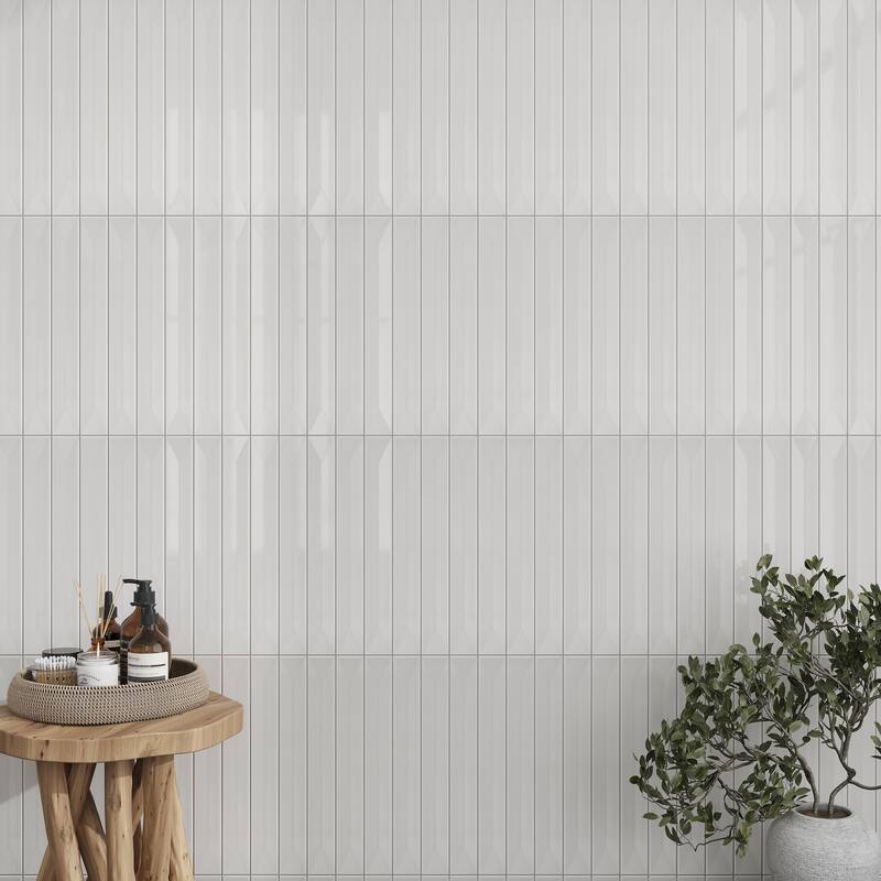 Apollo tile 2" x 16" Horizonte Glossy Snow White Ceramic Tile (10.76 sq ft/case) - 50 Pack