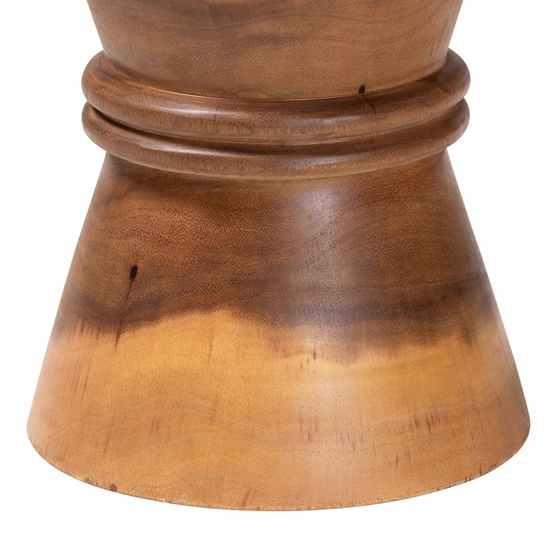 Samira Solid Suar Wood Side Table - Handcrafted Sculptural End Table with Hourglass Design, Modern Boho Style