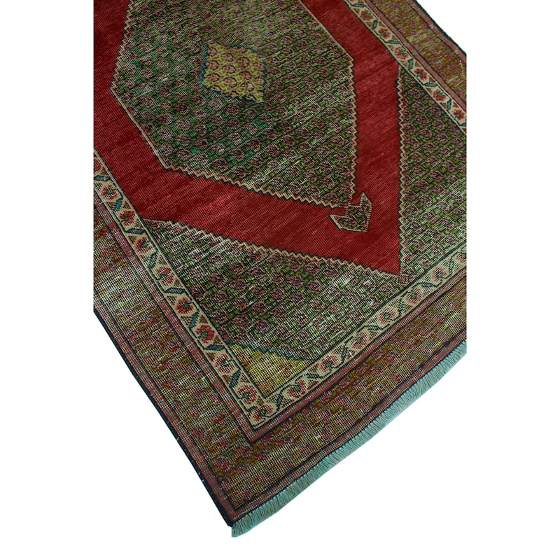 Semi Antique Lucien Red/Green Rug - 4'1" x 5'11"