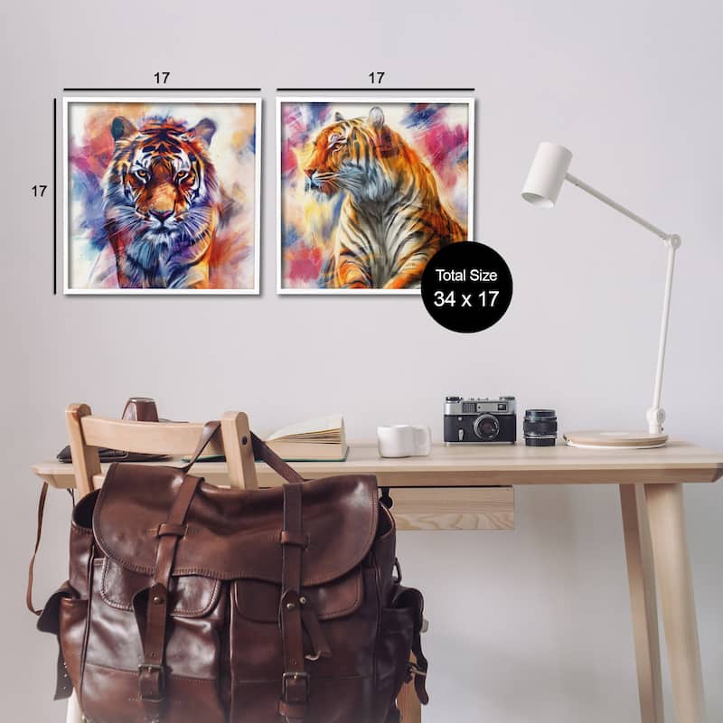 Stupell In The Wild Fierce Tiger Framed Giclee Art Design By Kim Allen (Set of 2)