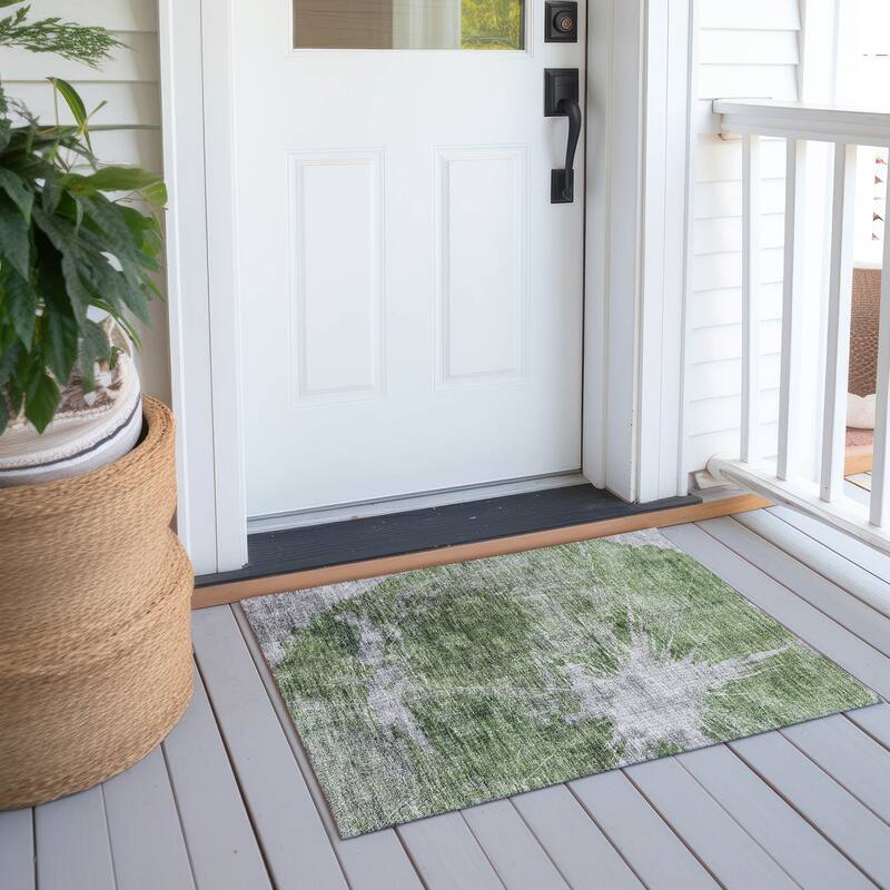 Machine Washable Indoor/ Outdoor Chantille Modern Tree Grain Rug