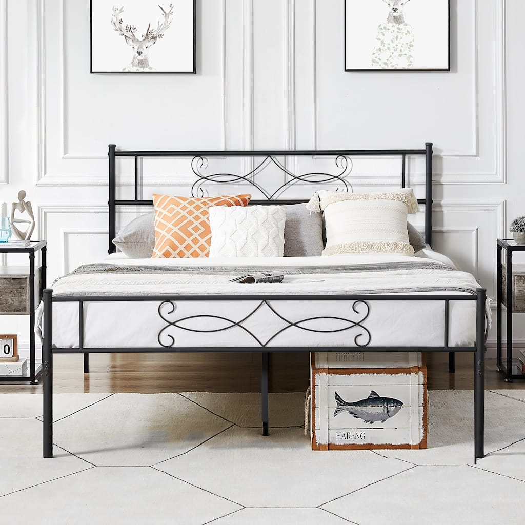Javlergo Metal Platform Bed Frame with Headboard and Footboard, Under Bed Storage, Mattress Foundation No Box Spring Needed