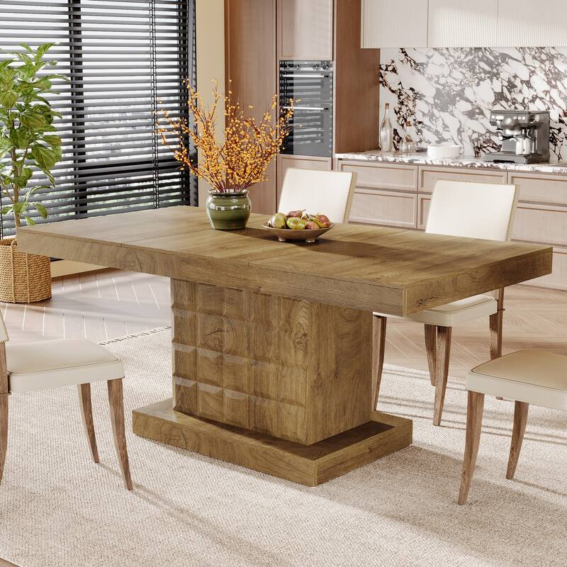 63'' Wooden Dining Dinner Table for 4-6, Farmhouse Kitchen Table