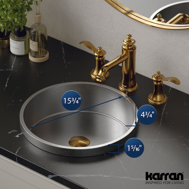 Karran USA CCT100 Cinox 15" Circular Stainless Steel Drop In Bathroom