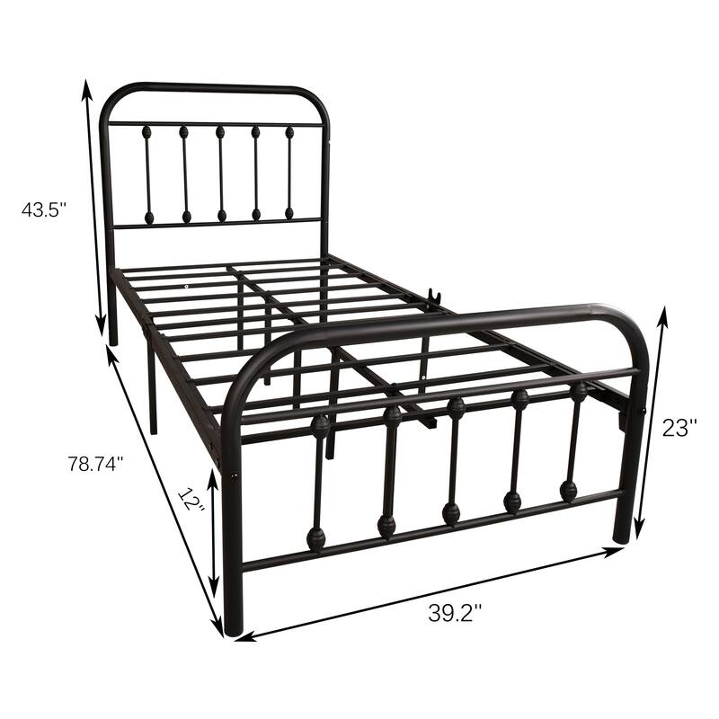 Twin Metal Platform Bed Frame with Headboard