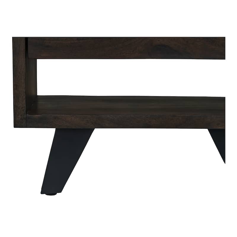 NADAAL STUDIOS Sterling Nightstand, Solid Acacia Wood with Live Edge Detail, Dark Brown