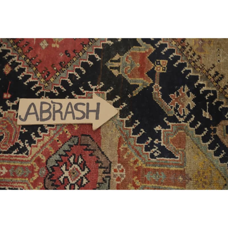 Hand Knotted Oriental 100% Wool Carpet Traditional Tribal Multi-Colored Shiraz Runner Rug - 9' 7'' X 4' 3''