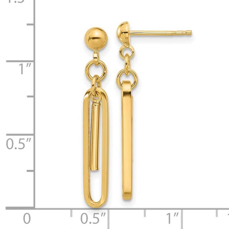 Curata 14k Yellow Gold Polished Paperclip Guardian Angel Earrings - 29.95x4.27mm