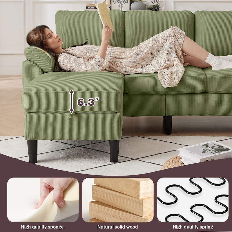 3-Piece Living Room Sectional Sofa Set with Loveseat and Ottoman