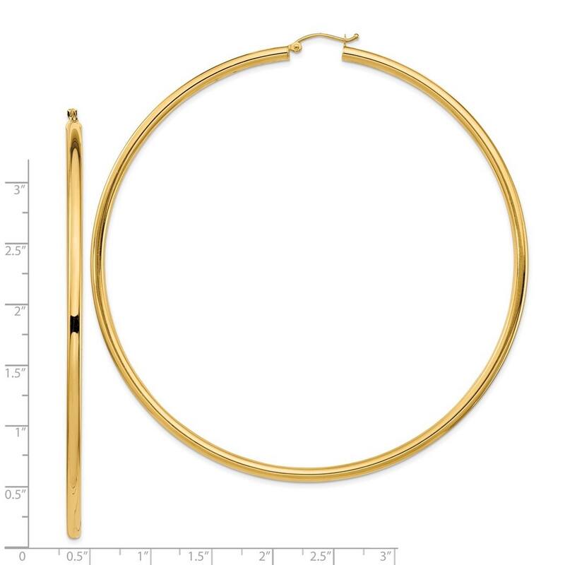 Curata 14k Yellow Gold Lightweight 90x3mm Polished Extra Large Hoop Earrings