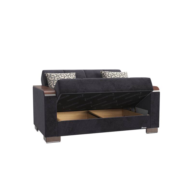 Collection Upholstered Convertible Loveseat With Storage - Black