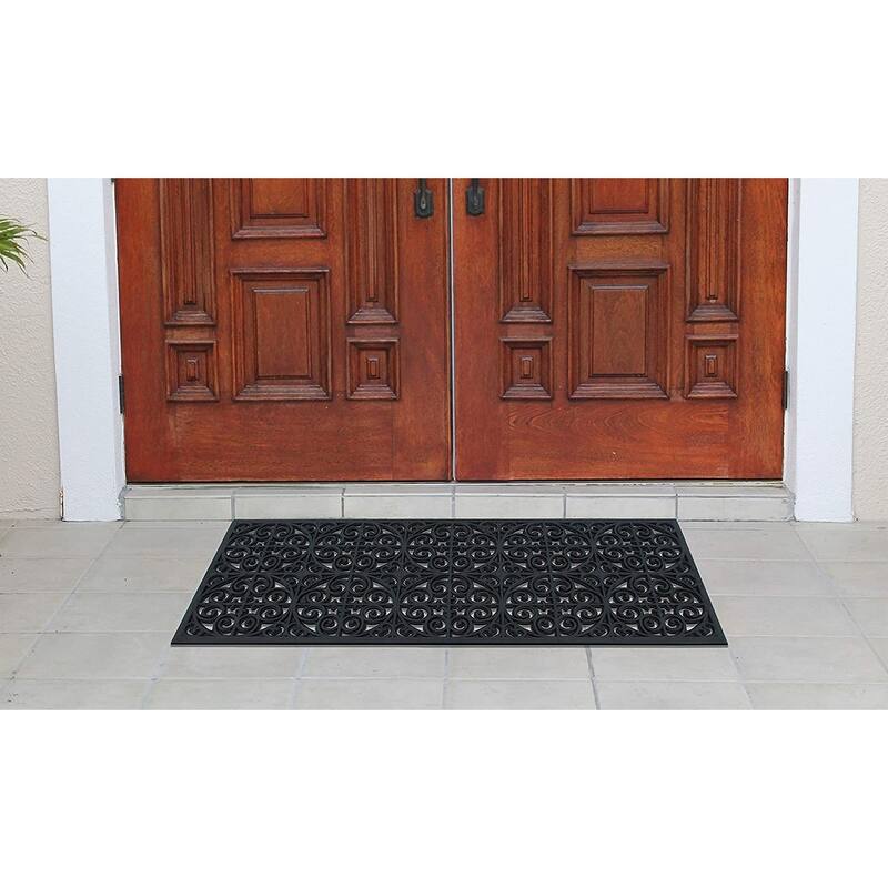A1HC Rubber Iron Beautiful Hand Finished Elegant Large Double Doormat 18"X48"