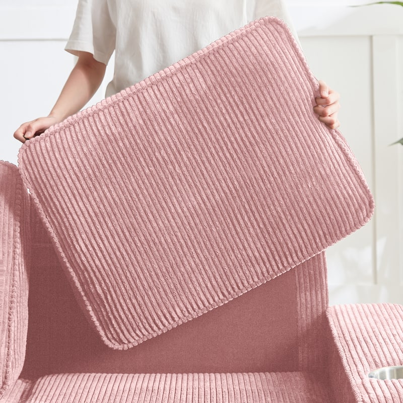 84" Corduroy 3-Seater Sofa, Modern Compressed Design for Multiple Rooms