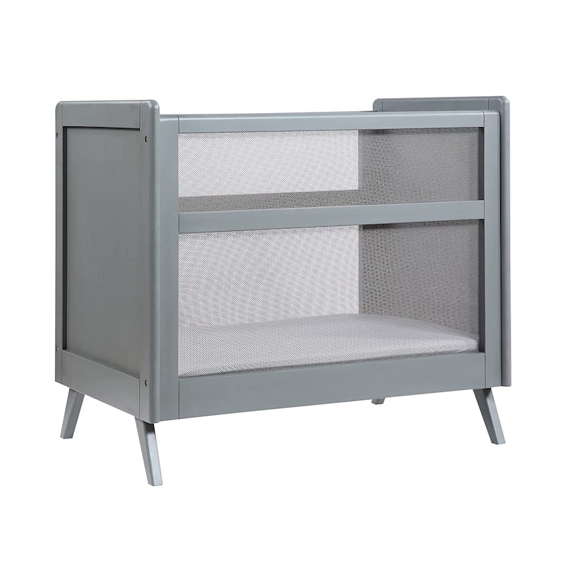 BreathableBaby Breathable Mesh 2-in-1 Mini Crib, Greenguard Gold Certified - Gray