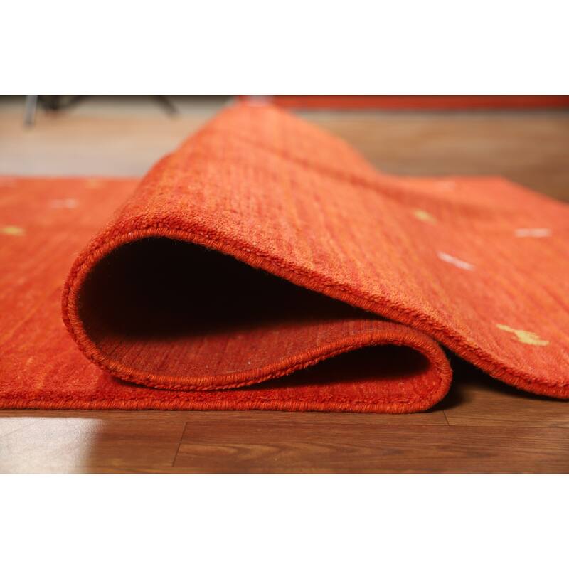 Hand Knotted Oriental 100% Wool Carpet Tribal Animal Pictorial Oranges & Rust Gabbeh Area Rug - 6' 6'' X 4' 6''