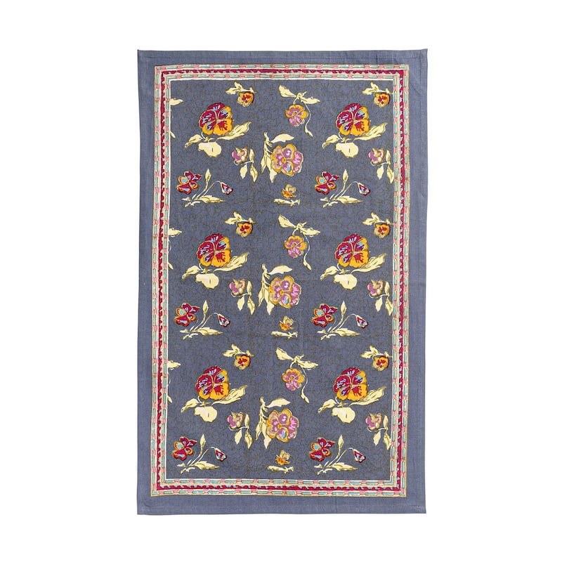 Couleur Nature Pansy Tea Towels - Set of 3 - Set of 3 - Red/Grey
