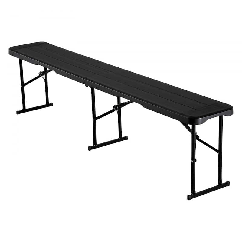 2-Piece 6 Feet HDPE Panel Foldable Bench with Lightweight Sturdy Steel Legs for Weddings or Parties - 71.8" x 11" x 16.9"