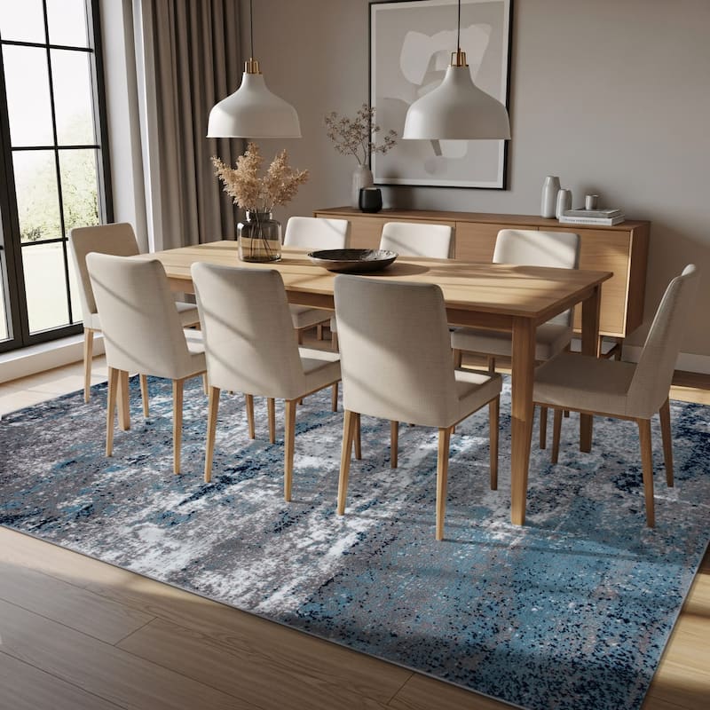 World Rug Gallery Distressed Abstract Watercolor Area Rug