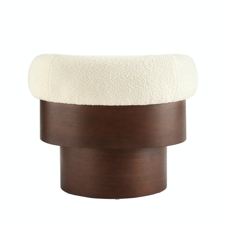 Modern 32'' Curved Sculptural Swivel Barrel Chair, 360° Swivel Base, Upholstered Accent Chair