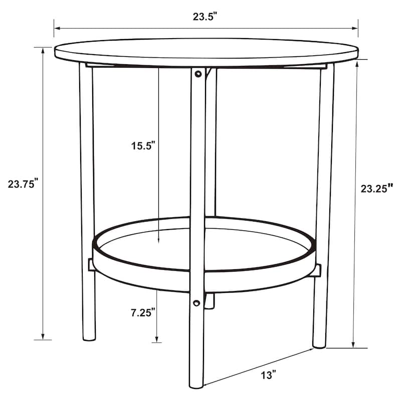Delfin Round Coffee And End Table Set Brown
