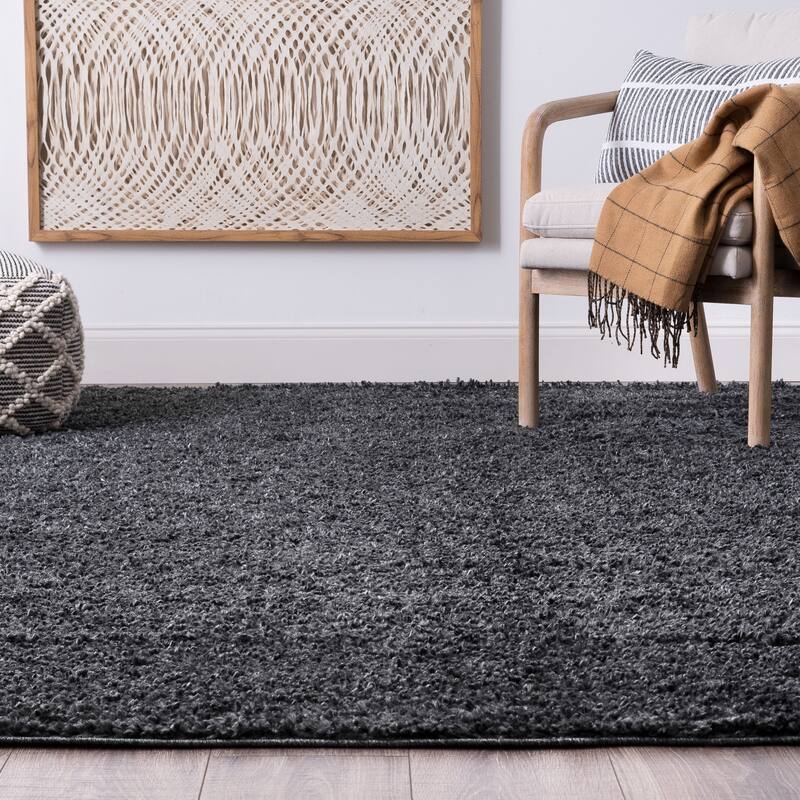 Sohni Shag Farmhouse Solid Color Indoor Area Rug