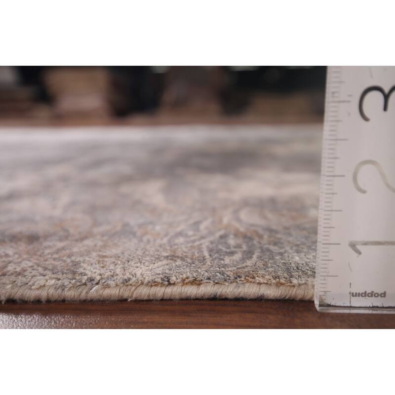 Silver Gray Abstract Indian Area Rug Handmade Wool Carpet - 5'1"x 8'0"