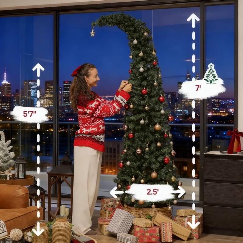 7 ft Christmas Tree with 300 LEDs and Metal Stand, Green