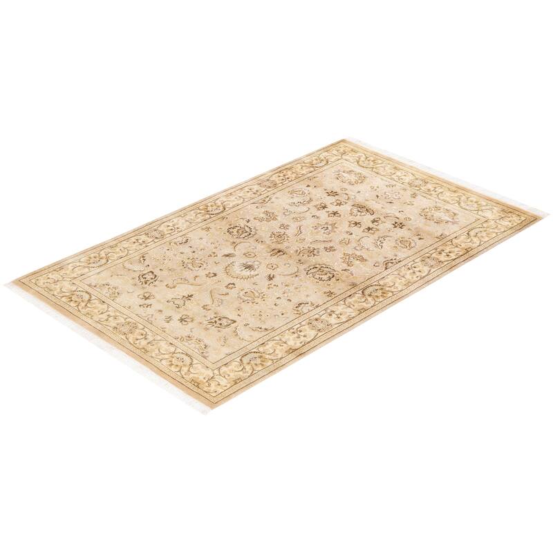 Overton Hand Knotted Wool Vintage Inspired Traditional Mogul Ivory Area Rug - 3 x 5