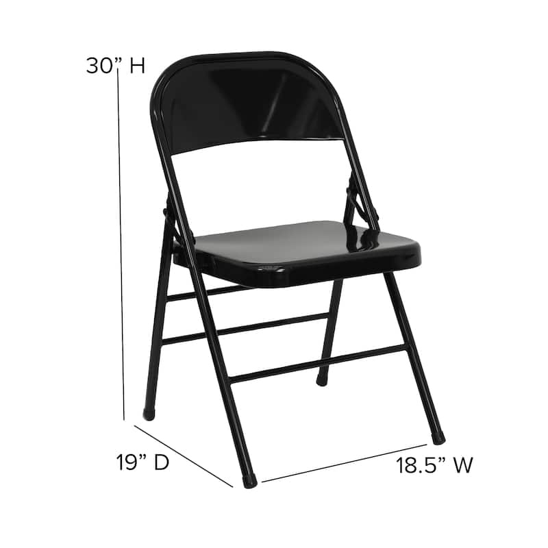 2 Pack Triple Braced & Double Hinged Metal Folding Chair
