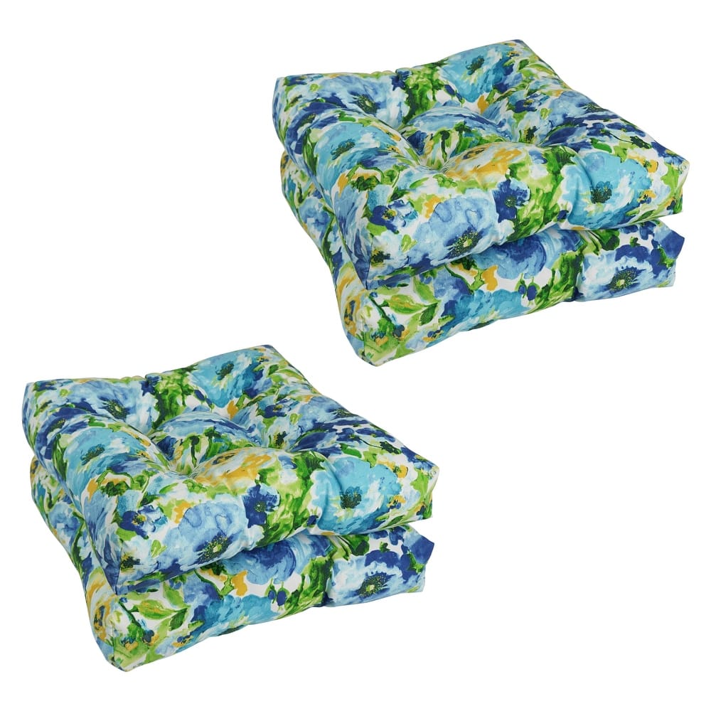 19-inch Square Tufted Indoor/Outdoor Chair Cushions (Set of 4) - 19" x 19"