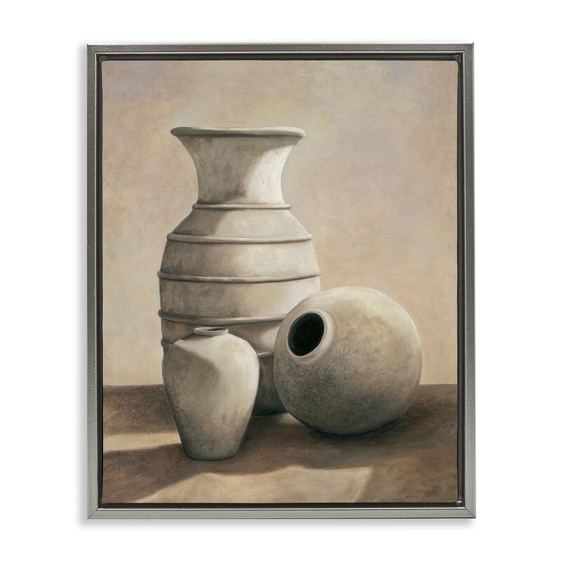 Stupell Traditional Vessels Still Life Framed Floater Canvas Wall Art Design By André Mazo - 17 x 21 - Grey