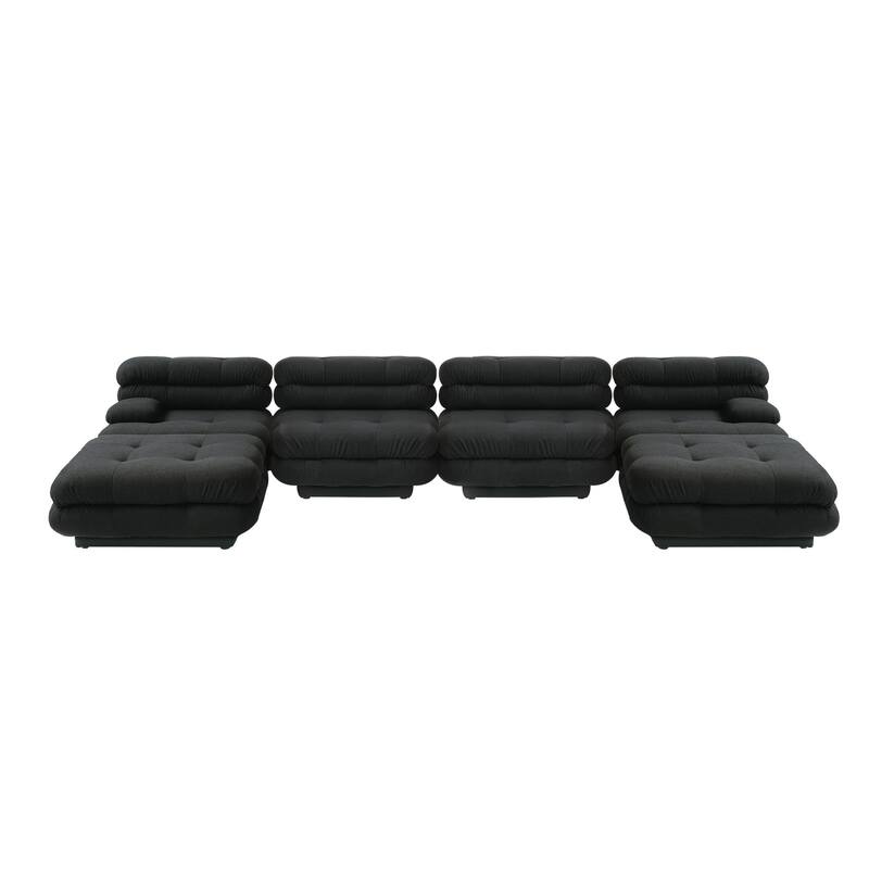 146" Convertible Modular Sectional Sofa, U-Shaped Luxury Modern 6-Seat Couch Sectional with Chaise Ottomans for Living Room