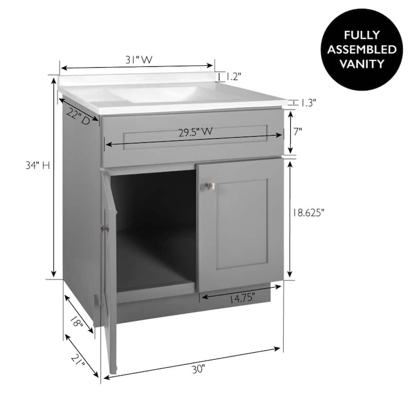 Design House 214643 Brookings 31" Free Standing Single Basin Vanity
