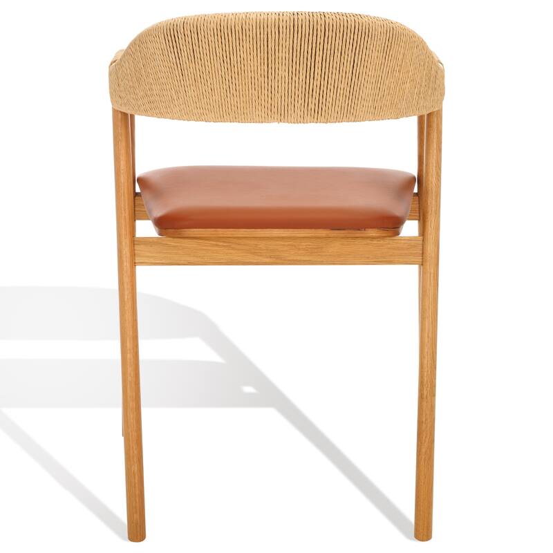 SAFAVIEH Couture Simeonka Brown Leather Dining Chair - 22" W x 21" D x 30" H - 22Wx21Dx30H