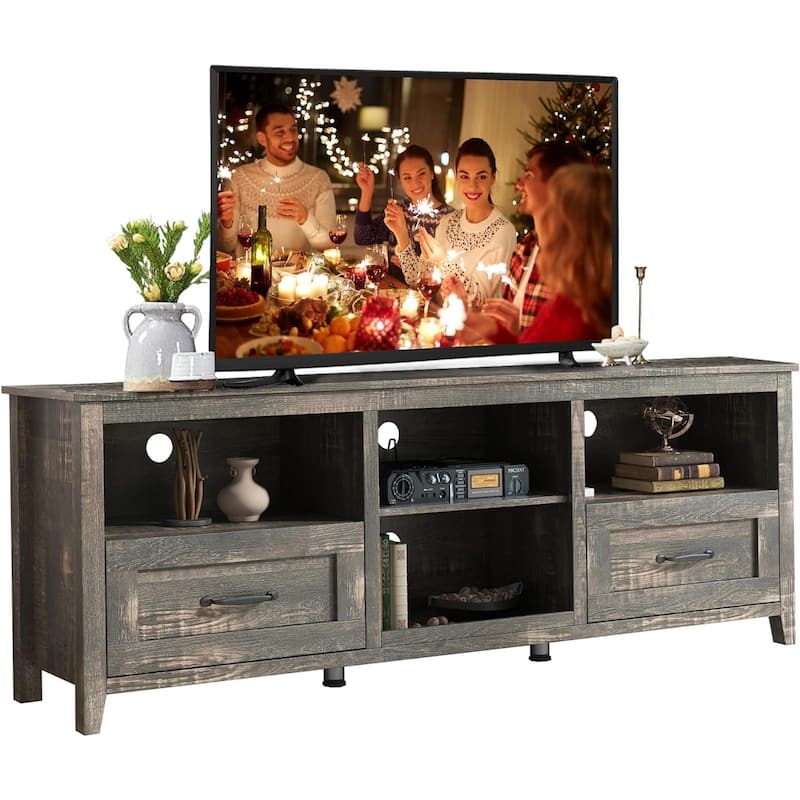 WESOME 70in TV Stand Home Cabinet with Drawers/Shelves/Doors for Living Room Bedroom - 70inch - Old Pine with Drawer