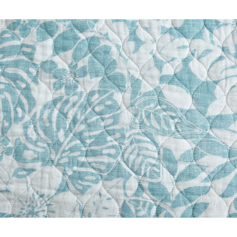 Tommy Bahama Laguna Beach Blue Cotton Reversible Quilt Set