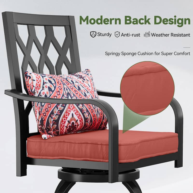 Outdoor 29"W Metal Swivel Counter Chairs with Cushion Set of 2 - 32in