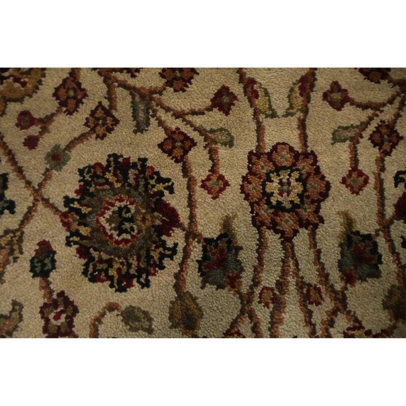 Hand Knotted Oriental 100% Wool Carpet Traditional Floral Beige & Ivories Agra Runner Rug - 10' 0'' X 2' 5''
