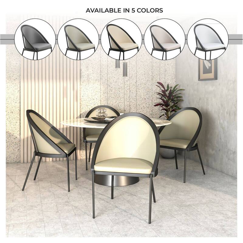 Urbane Dining Chair in Vinyl Fabric with Curved Back and Stainless Steel Legs Set of 2