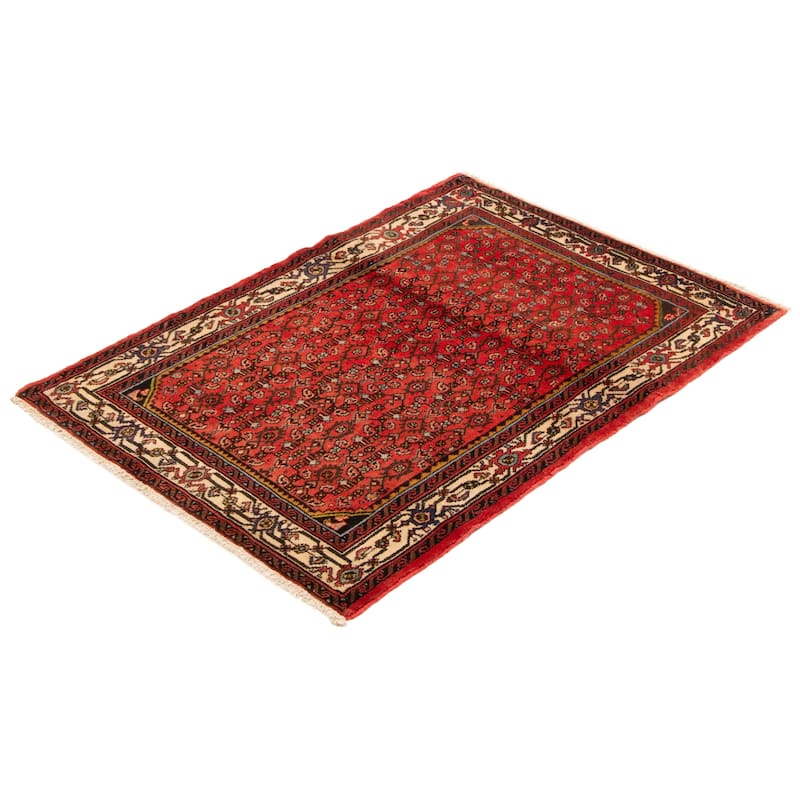 ECARPETGALLERY Hand-knotted Andelz Red Wool Rug - 3'7 x 4'11