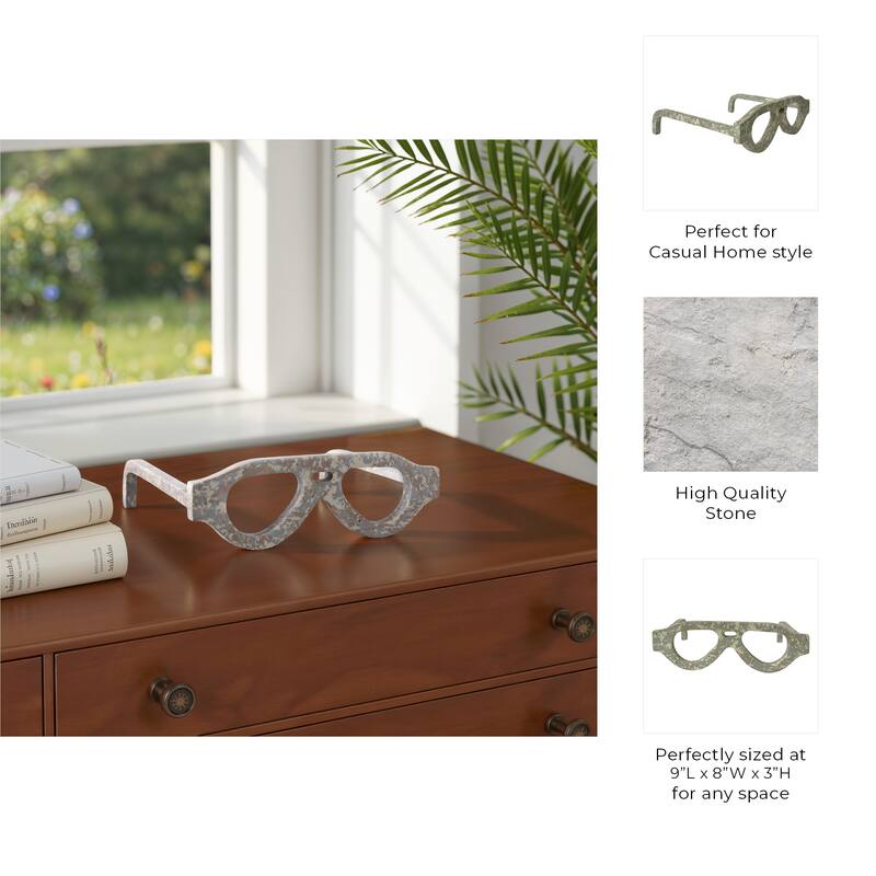 Stone Decorative Eyewear Design Sculpture Trendy Valencia Design - 9" x 8" x 3"