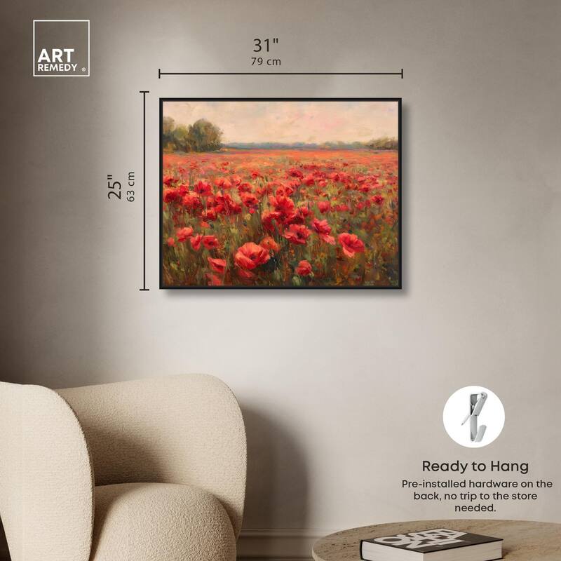 Sea of Red Poppies II Canvas by Art Remedy