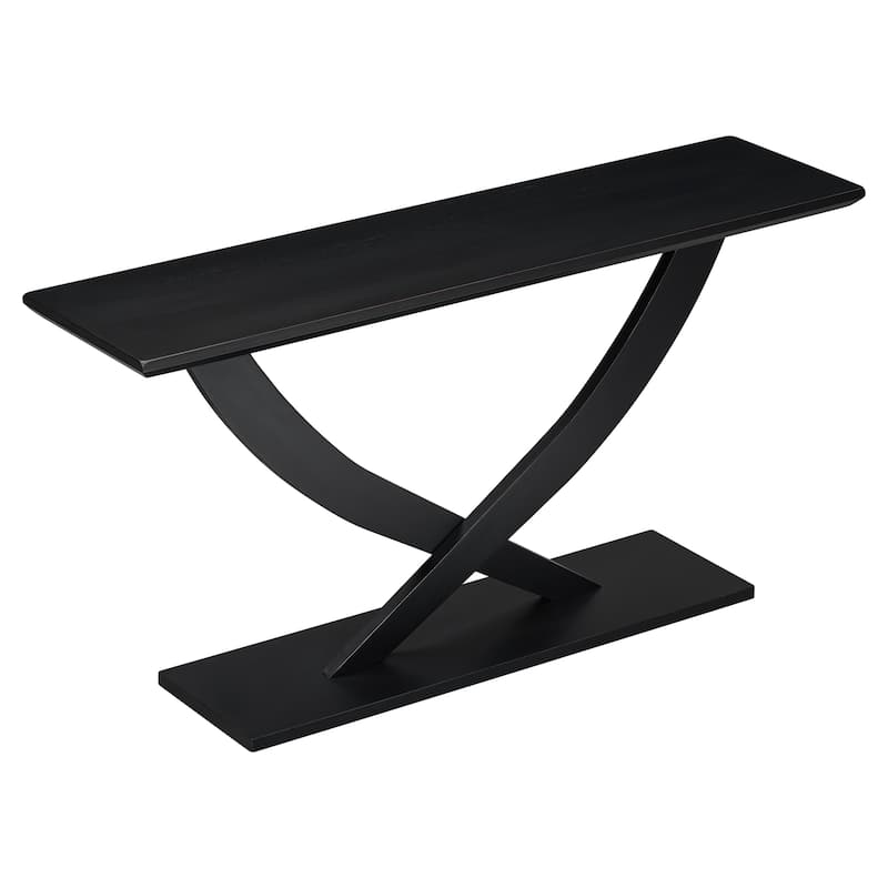 57'' Console Table Hallway Tables, Accent Table with Cross-Table Leg and Acacia Venner, Entryway Table for Living Room