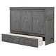 preview thumbnail 19 of 18, Queen Size Murphy Bed with USB Port and a Large Drawer, Folding Bed, Gray
