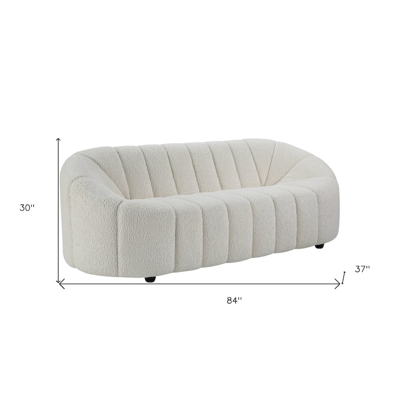 HomeRoots 84" White Sherpa Sofa With Black Legs - 84