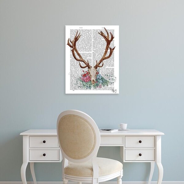 Easy Art Prints Fab Funky's 'Deer Skull With Flowers 1' Premium Canvas Art