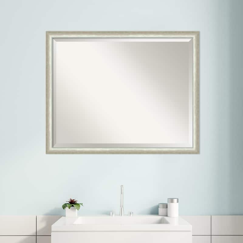 Two Tone Beveled Wood Framed Bathroom Vanity Wall Mirror