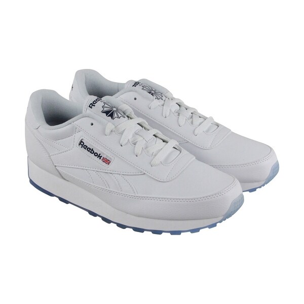 white leather running shoes