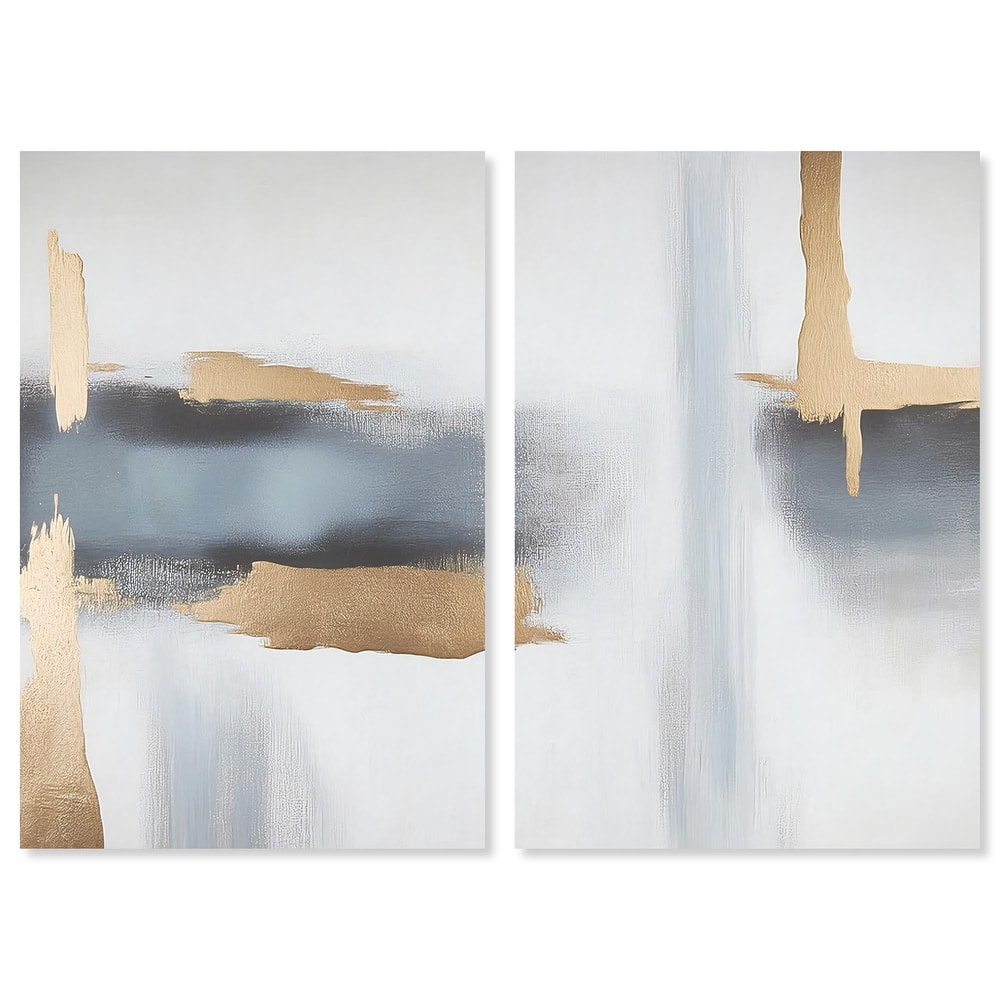 Visual Gold Vortex I Canvas Set of 2 by Art Remedy, Gallery Wrapped