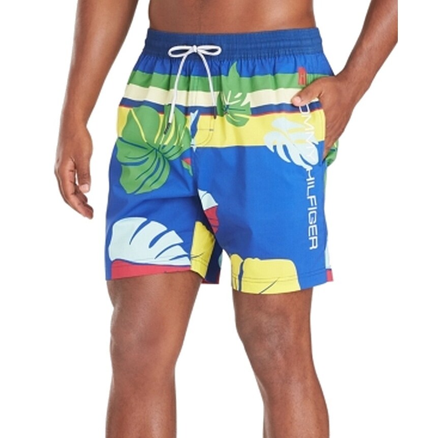 Shop Tommy Hilfiger Mens Swimwear Blue Size Medium M Striped Logo Trunks Overstock 31637169